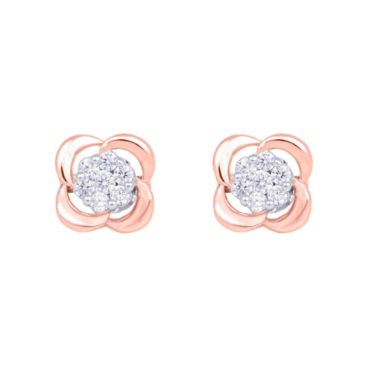 Sikkawala 925 Sterling Silver Rose Gold Plated Silver Floral Basic Stud For Girls 3000449-1