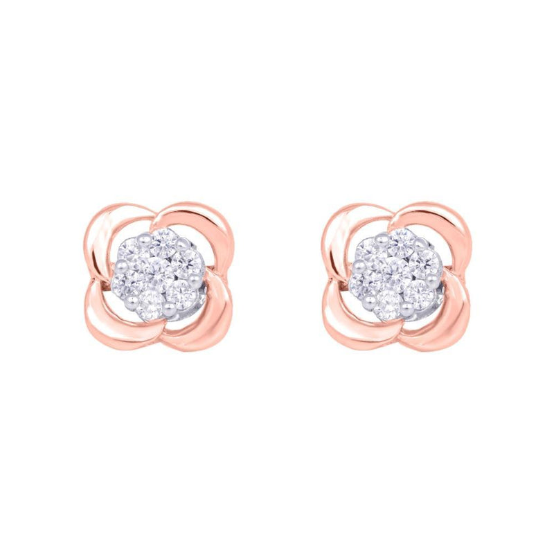 Sikkawala 925 Sterling Silver Rose Gold Plated Silver Floral Basic Stud For Girls 3000449-1