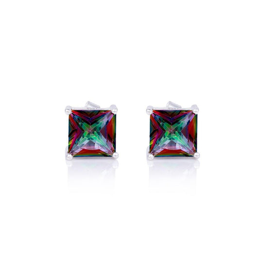 Sikkawala 925 Sterling Silver White Silver Square Basic Stud For Girls 3000451-1