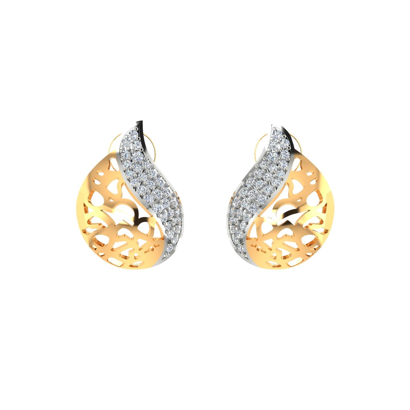 Sikkawala 925 Sterling Silver Gold Plated Silver Teardrop Huggie Studs For Girls 3000454-1