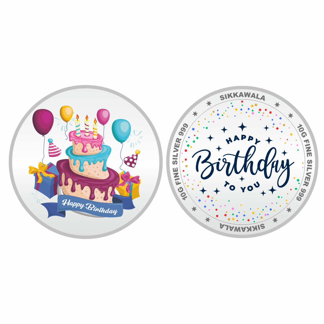 Sikkawala BIS Hallmarked Personalised Birthday 999 Silver Coin 10 gm - SKBDCPCUS-10