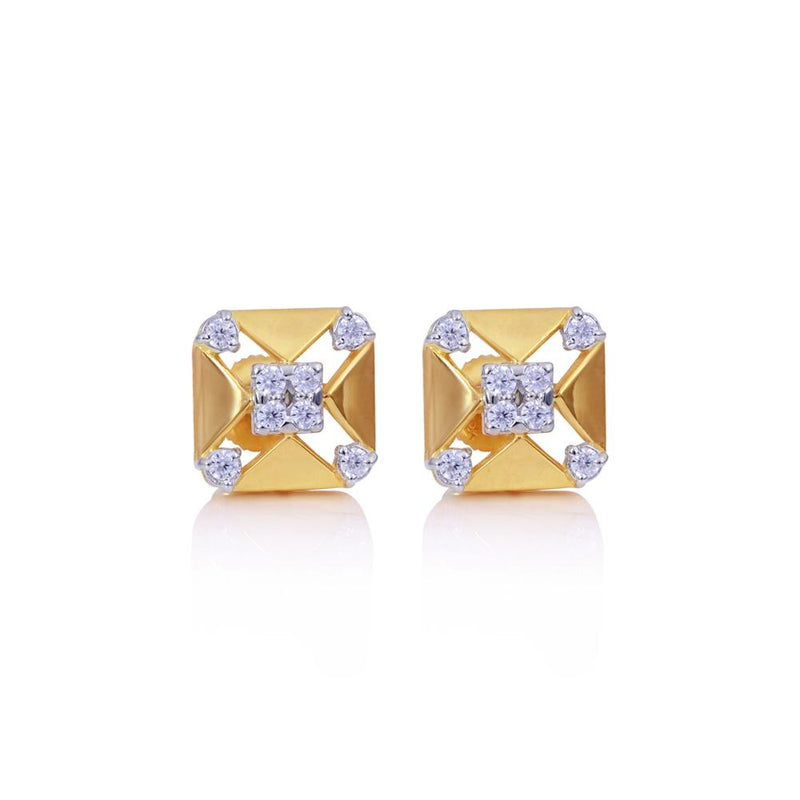 Sikkawala 925 Sterling Silver Gold Plated Silver Square Huggie Studs For Women 3000460-1