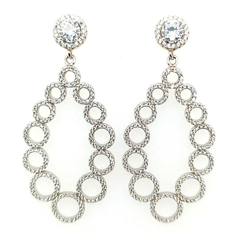 Sikkawala 925 Sterling Silver White Silver Teardrop Dangle Earring For Women 3000005-1