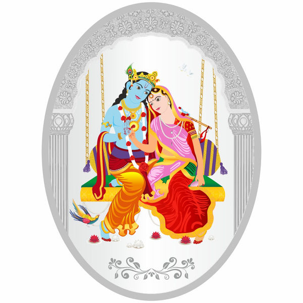 Sikkawala BIS Hallmarked Radha Krishna Color 999 Silver Coin 50 gm - SKOCRKCC-50