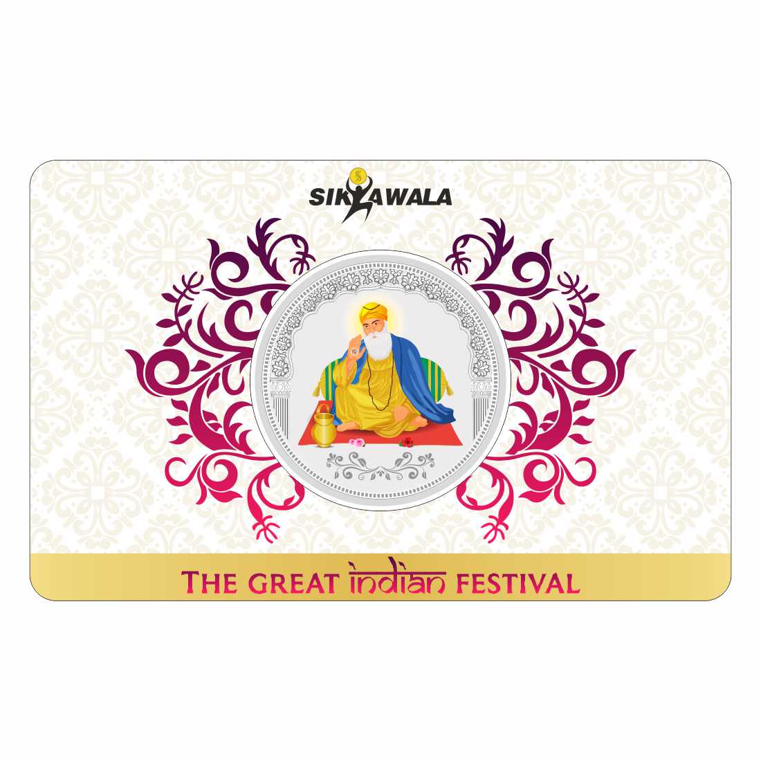 Sikkawala BIS Hallmarked Guru Nanak Ji Color 999 Silver Coin 10 gm - SKRCGNCC-10