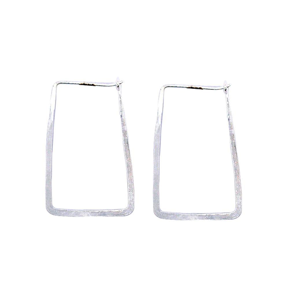 Sikkawala 925 Sterling Silver White Silver Rectangle Closed Hoop For Girls 3000560-1