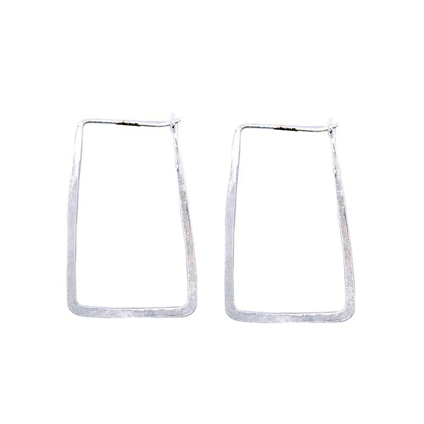Sikkawala 925 Sterling Silver White Silver Rectangle Closed Hoop For Girls 3000560-1