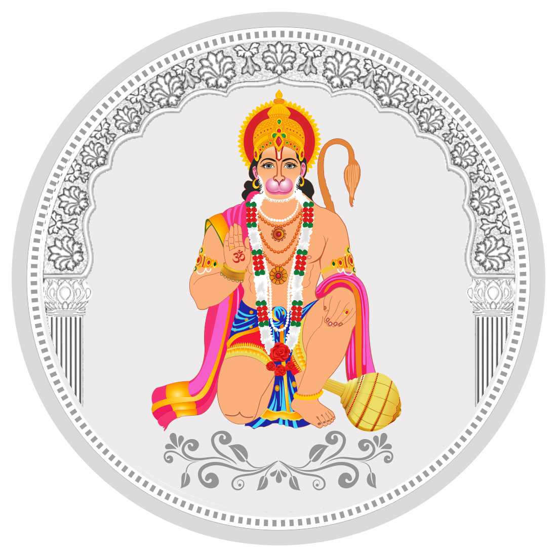 Sikkawala BIS Hallmarked Hanuman ji Color 999 Silver Coin 10 gm - SKRCHMCP-10