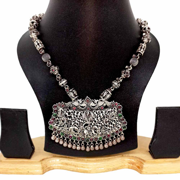 Sikkawala 925 Sterling Silver Oxidised Black Silver Bold Collection Chain Set For Women 3000593-1