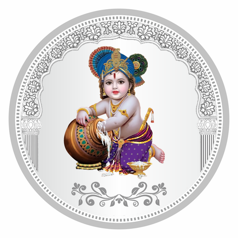 Sikkawala BIS Hallmarked Ladoo Gopal Color 999 Silver Coin 50 gm - SKRCLODCP-50
