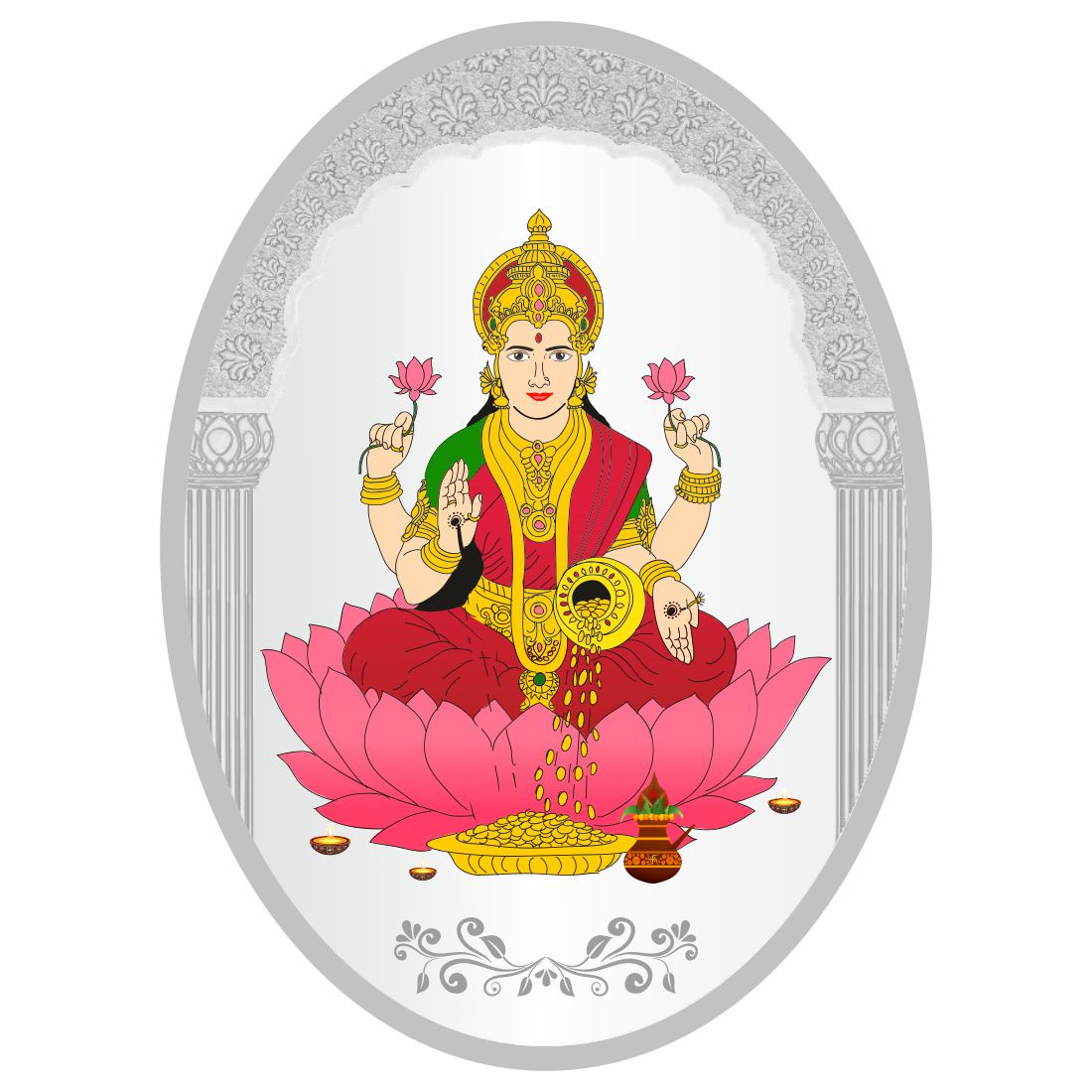 Sikkawala BIS Hallmarked Laxmi ji Color 999 Silver Coin 100 gm - SKOCLXCC-100