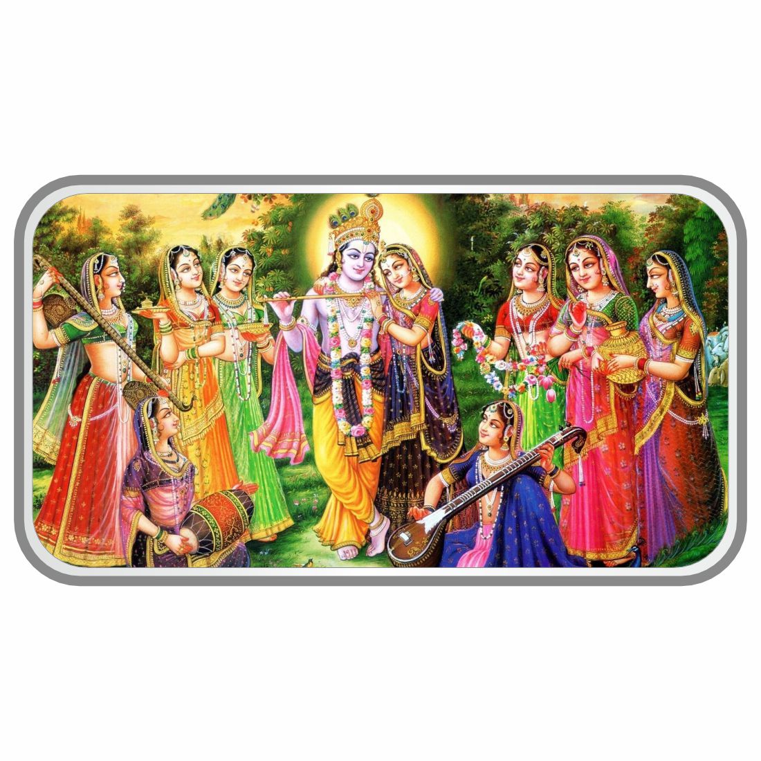 Sikkawala BIS Hallmarked Radha Krishna Color 999 Silver Coin 100 gm - SKNBRKC-100