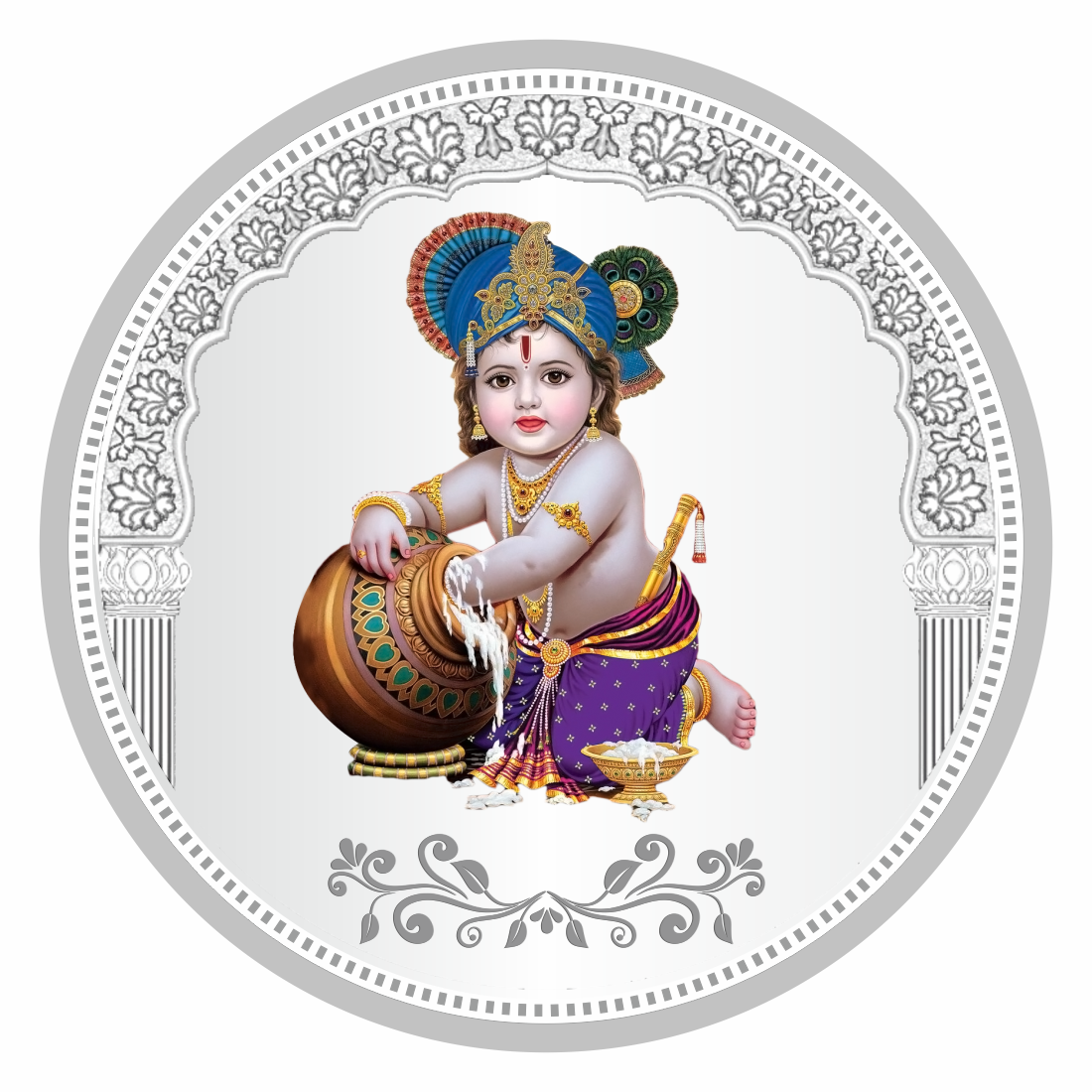 Sikkawala BIS Hallmarked Ladoo Gopal Color 999 Silver Coin 10 gm - SKRCLODCP-10