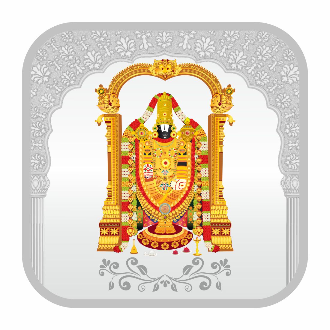 Sikkawala BIS Hallmarked Tirupati balaji Color 999 Silver Coin 100 gm - SKSCTBCC-100