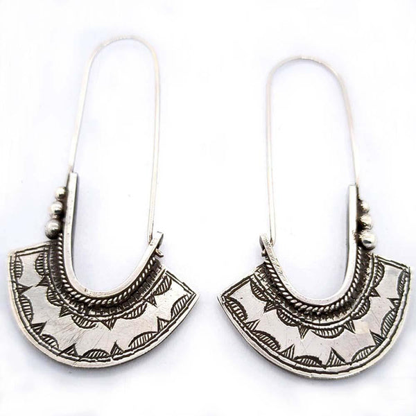 Sikkawala 925 Sterling Silver Oxidised Black Silver Abstract Open Hoop For Women 3000605-1