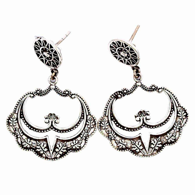 Sikkawala 925 Sterling Silver Oxidised Black Silver Floral Chandbali Jhumkis For Women 3000609-1