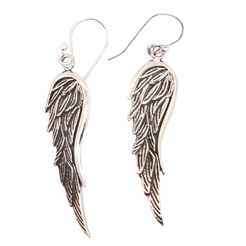 Sikkawala 925 Sterling Silver Oxidised Black Silver Wings Dangle Earring For Girls 3000611-1