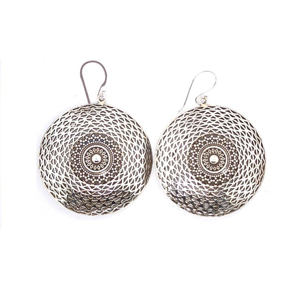 Sikkawala 925 Sterling Silver Oxidised Black Silver Round Dangle Earring For Girls 3000618-1