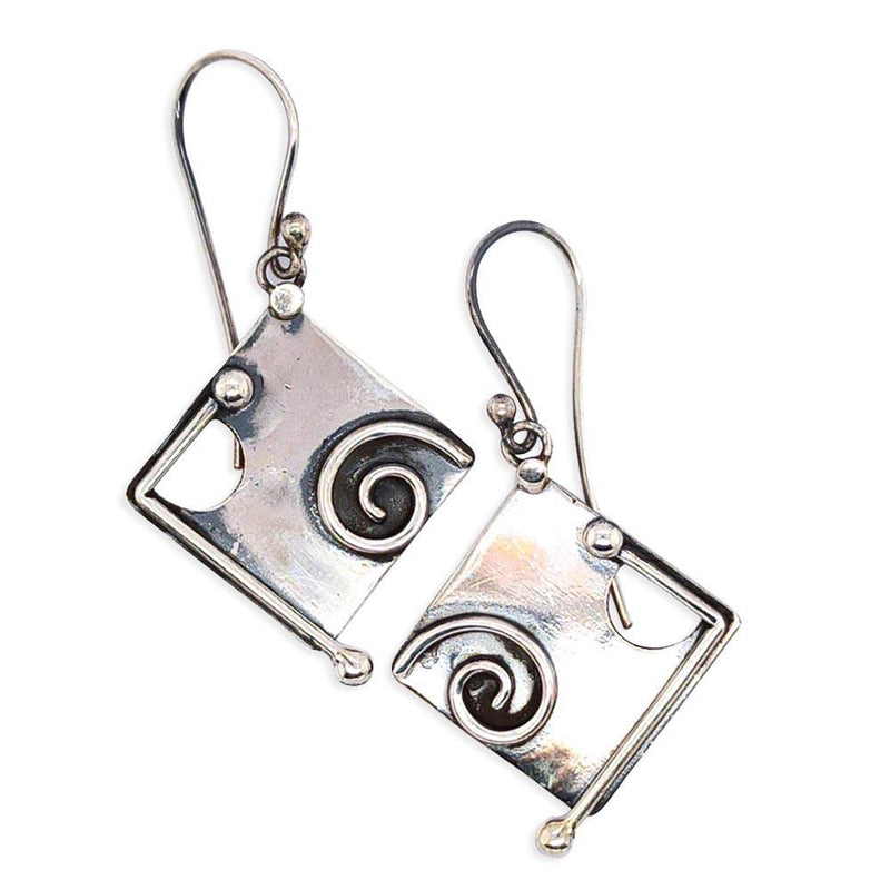 Sikkawala 925 Sterling Silver Oxidised Black Silver Square Dangle Earring For Girls 3000621-1