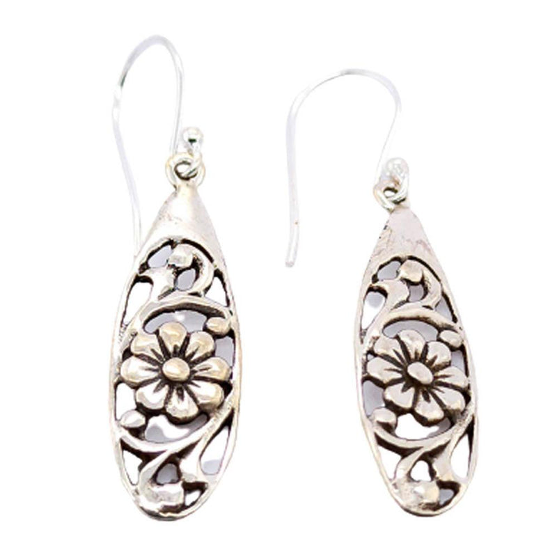 Sikkawala 925 Sterling Silver Oxidised Black Silver Floral Dangle Earring For Girls 3000622-1