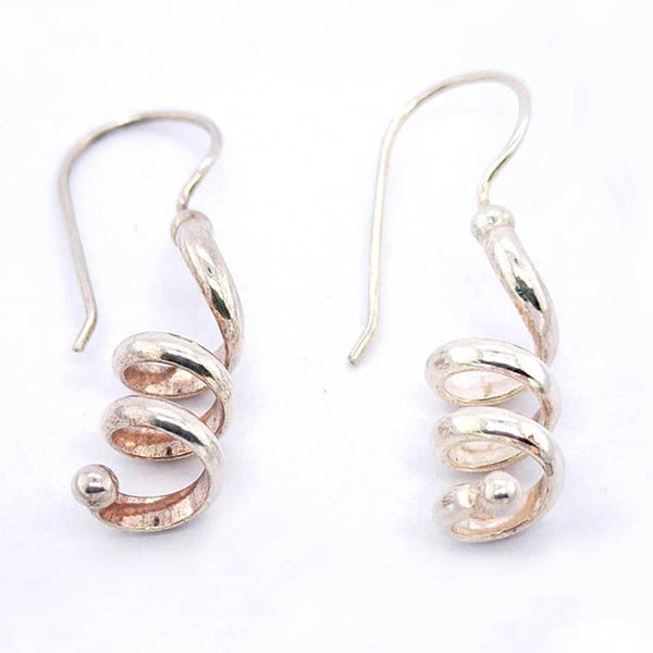 Sikkawala 925 Sterling Silver Oxidised Black Silver Spiral Dangle Earring For Girls 3000623-1