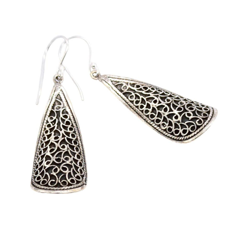 Sikkawala 925 Sterling Silver Oxidised Black Silver Teardrop Dangle Earring For Girls 3000626-1
