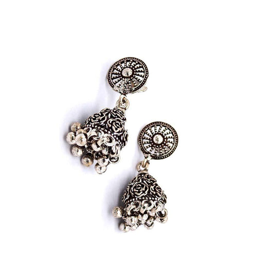 Sikkawala 925 Sterling Silver Oxidised Black Silver Wheels Classic Jumki For Girls 3000635-1