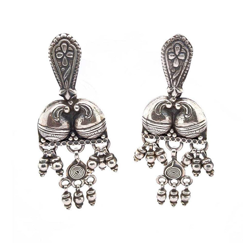 Sikkawala 925 Sterling Silver Oxidised Black Silver Peacock Dangle Earring For Women 3000652-1