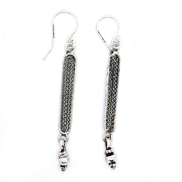 Sikkawala 925 Sterling Silver Oxidised Black Silver Bar Dangle Earring For Girls 3000660-2