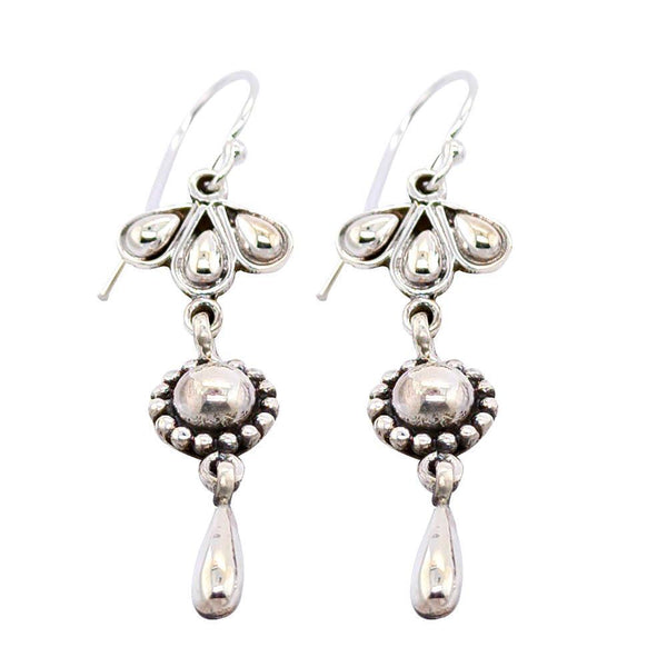 Sikkawala 925 Sterling Silver Oxidised Black Silver Floral Drop Earring For Girls 3000663-1