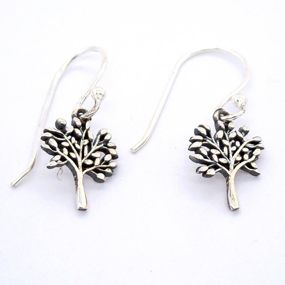 Sikkawala 925 Sterling Silver Oxidised Black Silver Tree Drop Earring For Girls 3000665-1