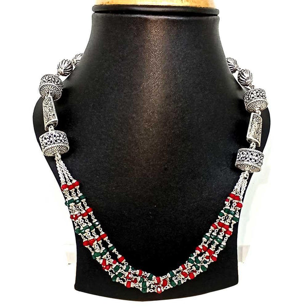 Sikkawala 925 Sterling Silver Oxidised Black Silver Afghani Necklace For Women 3000666-1