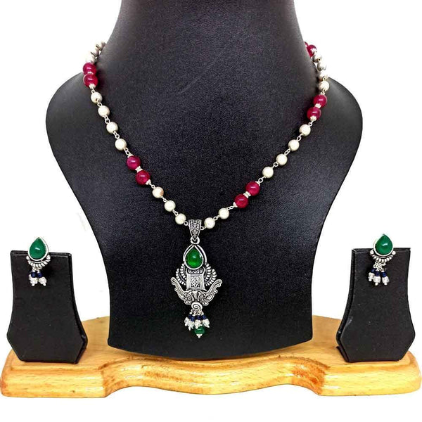 Sikkawala 925 Sterling Silver Oxidised Black Silver Handcrafted Necklace For Women 3000673-1