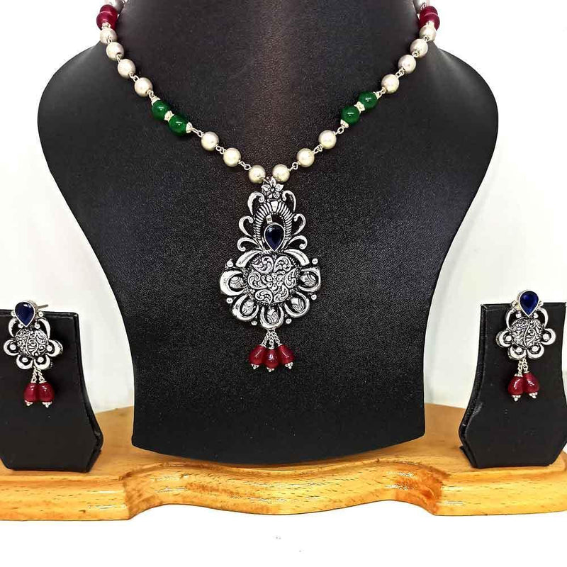 Sikkawala 925 Sterling Silver Oxidised Black Silver Handcrafted Necklace For Women 3000674-1