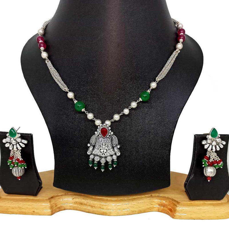 Sikkawala 925 Sterling Silver Oxidised Black Silver Handcrafted Necklace For Women 3000675-1