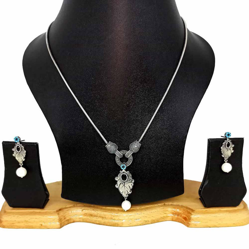 Sikkawala 925 Sterling Silver Oxidised Black Silver Turkish Necklace For Women 3000679-1