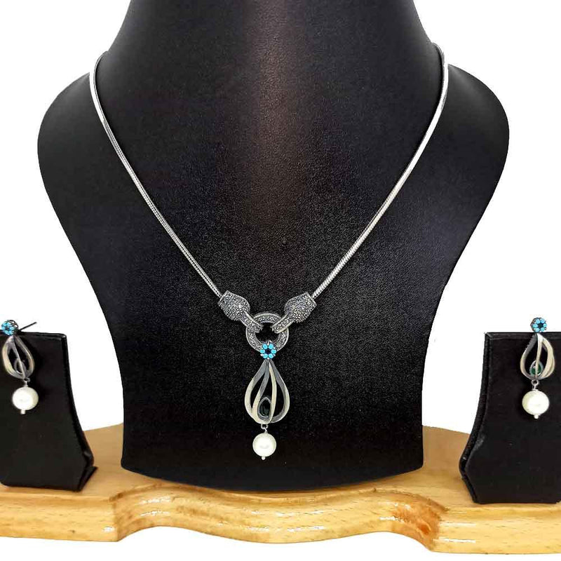 Sikkawala 925 Sterling Silver Oxidised Black Silver Turkish Necklace For Women 3000680-1