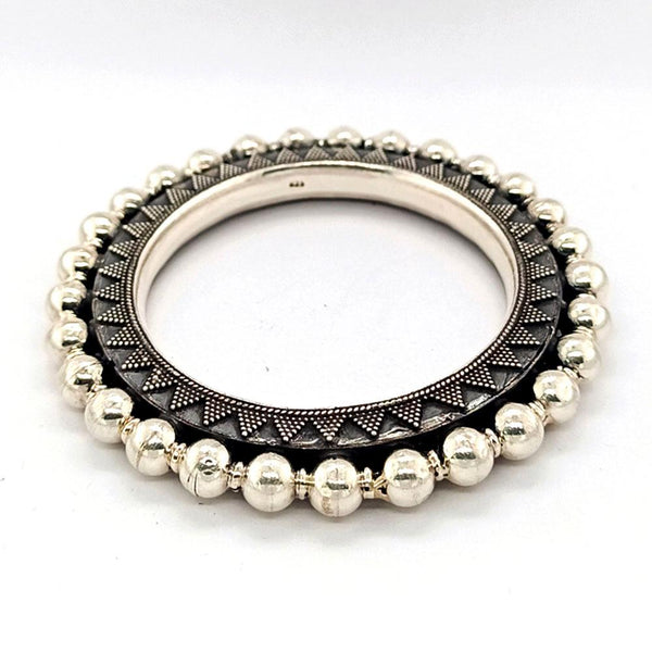 Sikkawala 925 Sterling Silver Oxidised Black Silver Tribal Inspired Kada For Women 3000711-1