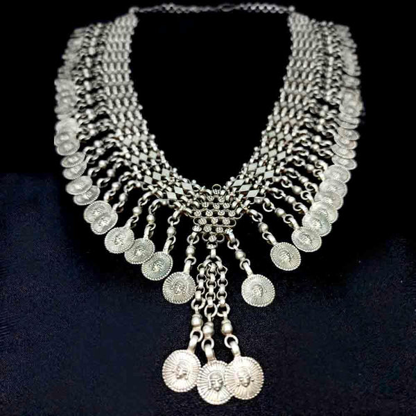 Sikkawala 925 Sterling Silver Oxidised Black Silver Tribal Inspired  Necklace Set For Women 3000717-1