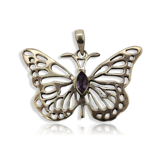 Sikkawala 925 Sterling Silver Oxidised Black Silver Butterfly Design Pendant For Women 3000755-1