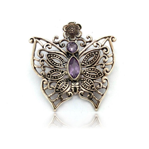 Sikkawala 925 Sterling Silver Oxidised Black Silver Butterfly Design Pendant For Women 3000756-1
