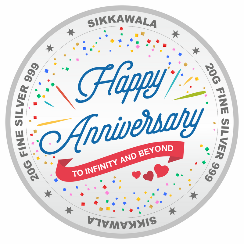 Sikkawala BIS Hallmarked Personalised  Anniversary 999 Silver Coin 20 gm - SKAVCPCUS-20