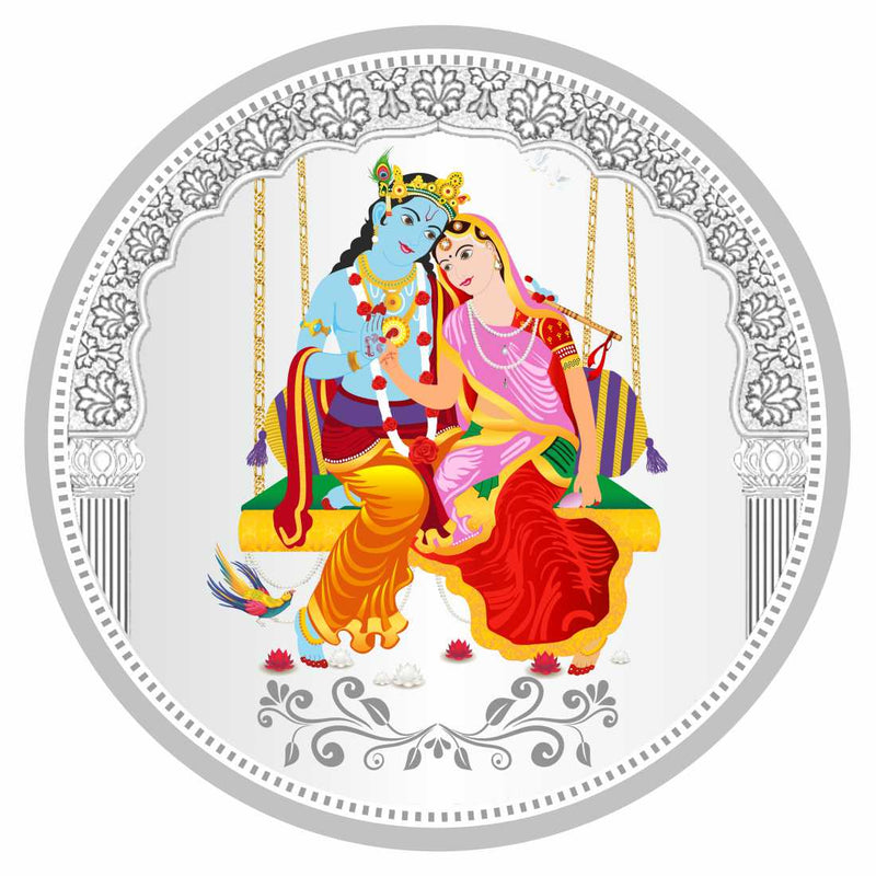 Sikkawala BIS Hallmarked Radha Krishna Color 999 Silver Coin 50 gm - SKRCRKCP-50