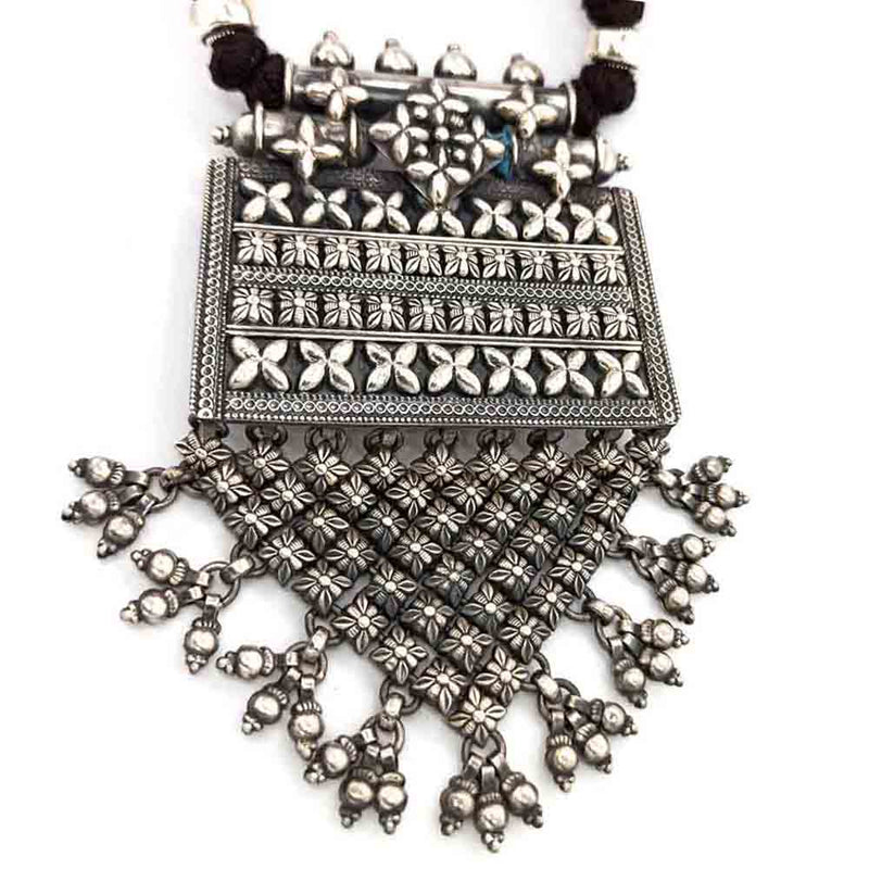 Sikkawala 925 Sterling Silver oxidised Black Silver Tribal Choker for Women 3000595-1