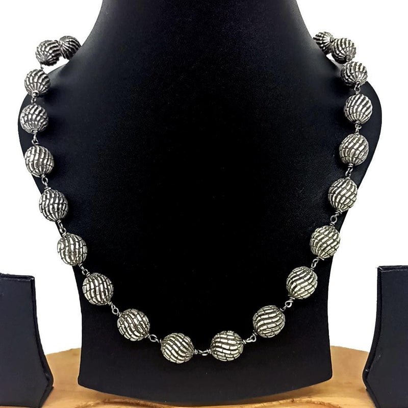 Sikkawala 925 Sterling Silver Oxidised Black Silver Beads Mala for Women 3000819-1