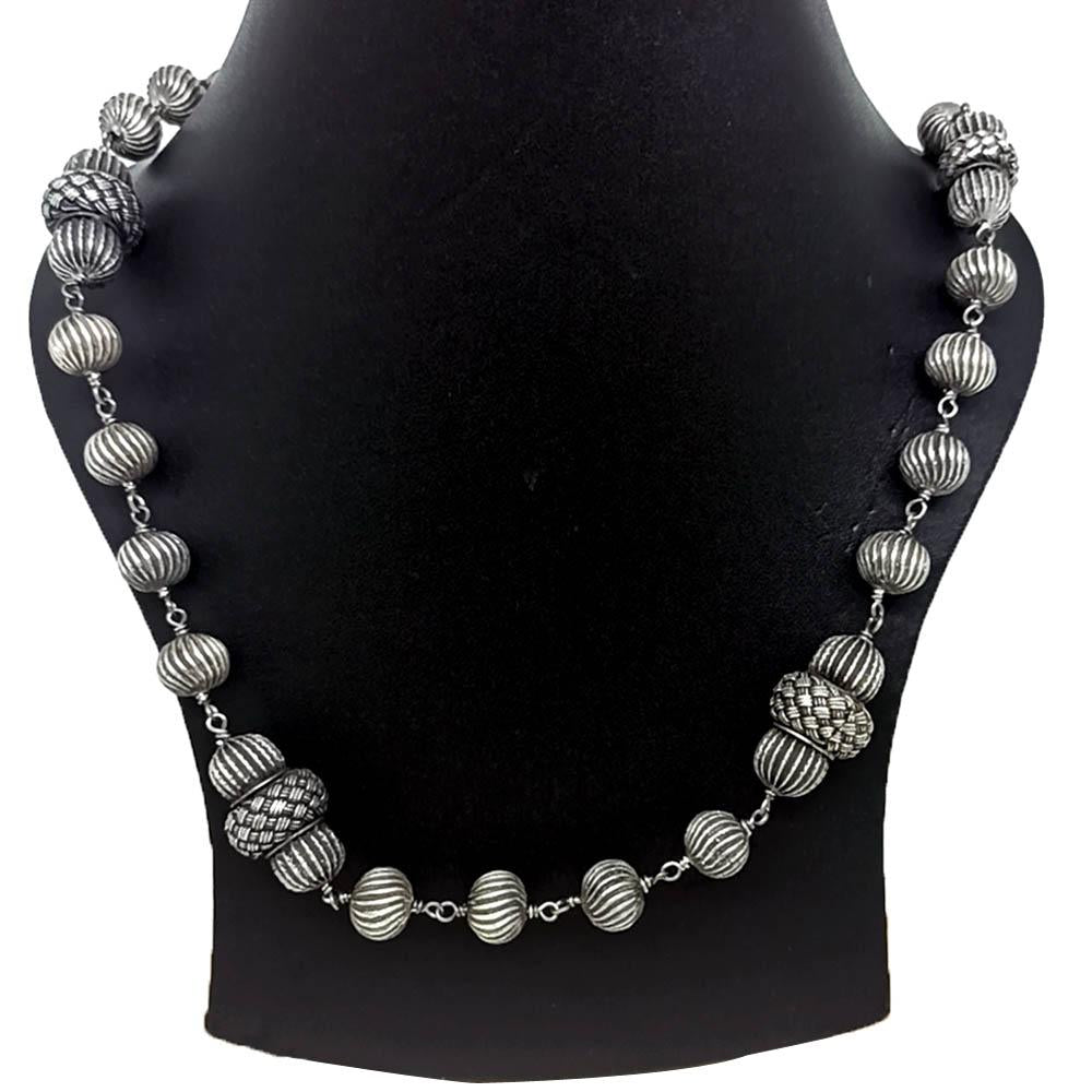 Sikkawala 925 Sterling Silver Oxidised Black Silver Beads Mala for Women 3000820-1