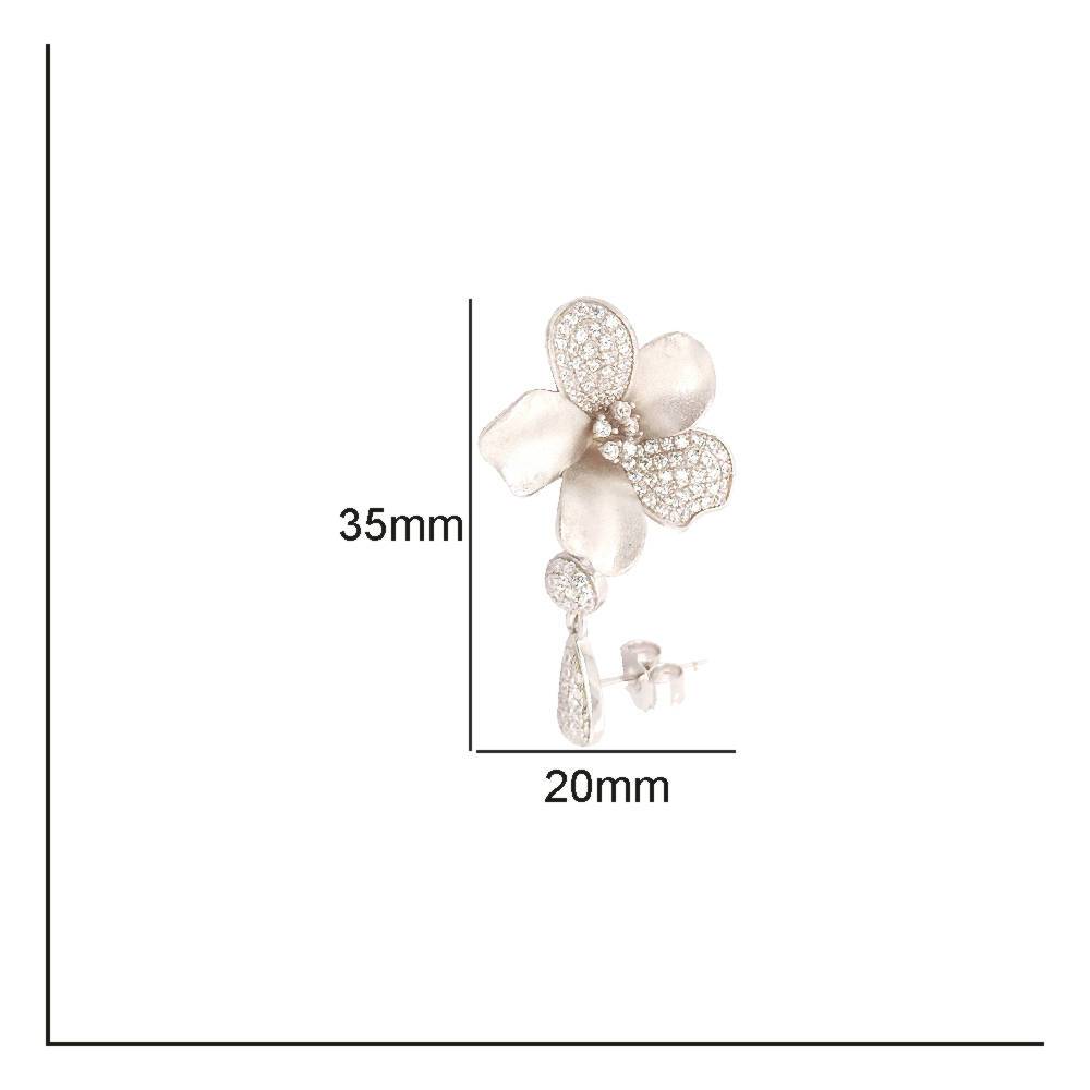 Sikkawala 925 Sterling Silver White Silver Floral Dangle Earring For Women 3000009-1