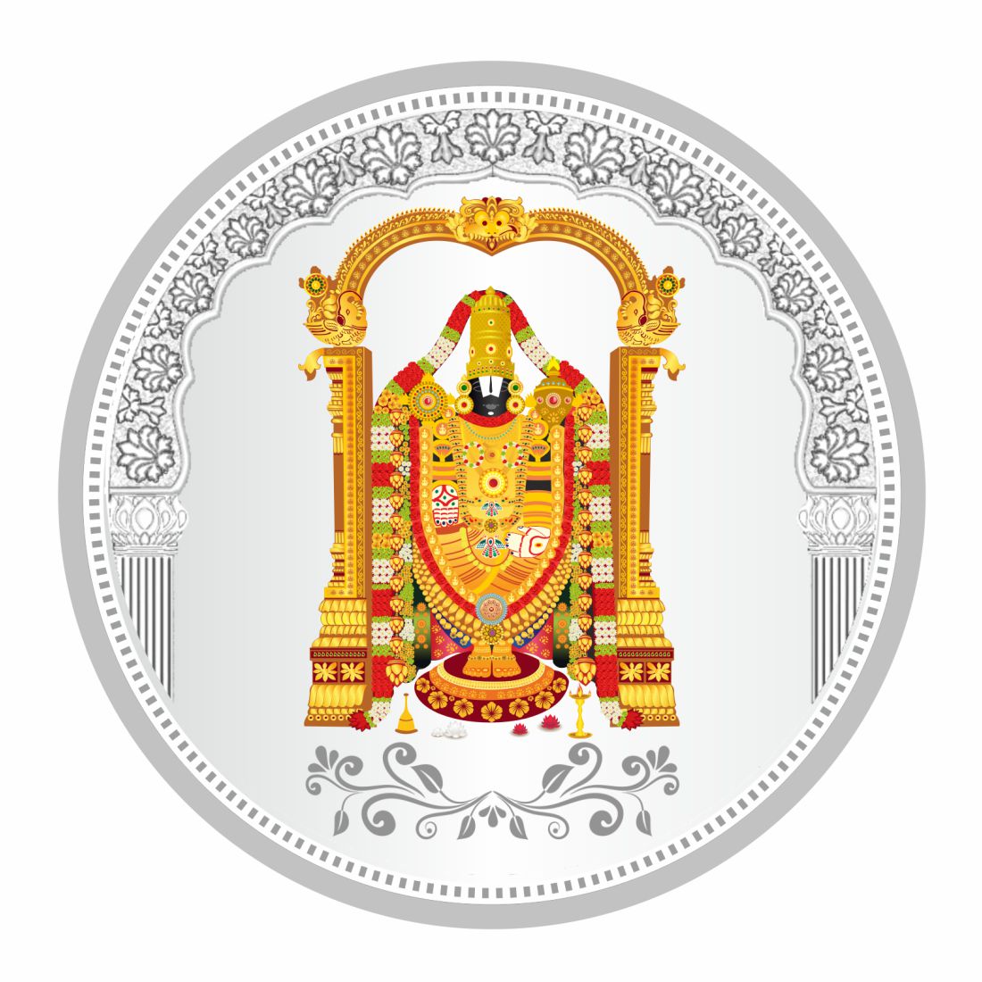 Sikkawala BIS Hallmarked Tirupati balaji Color 999 Silver Coin 20 gm - SKRCTBCP-20