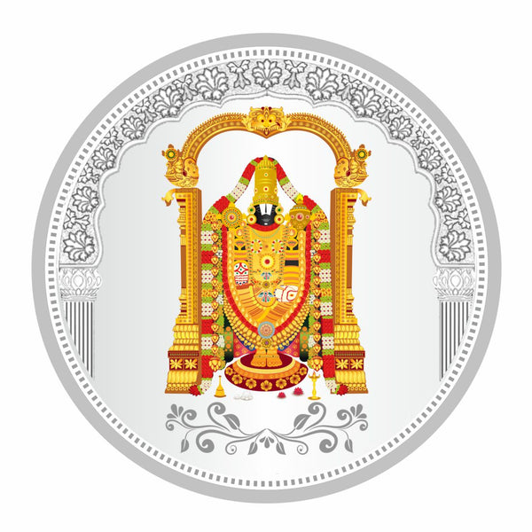 Sikkawala BIS Hallmarked Tirupati balaji Color 999 Silver Coin 50 gm - SKRCTBCP-50