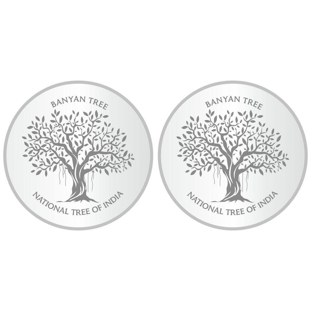 Sikkawala 999 Silver National Symbol Set Of  2 In 50 Gm  Coin-Sk2Scf25-2